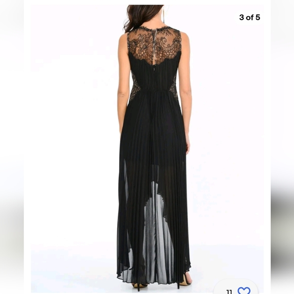 BCBG MAXAZRIA ANGELEA LACE-TRIM PLEATED DRESS Size 0 - Picture 4 of 13